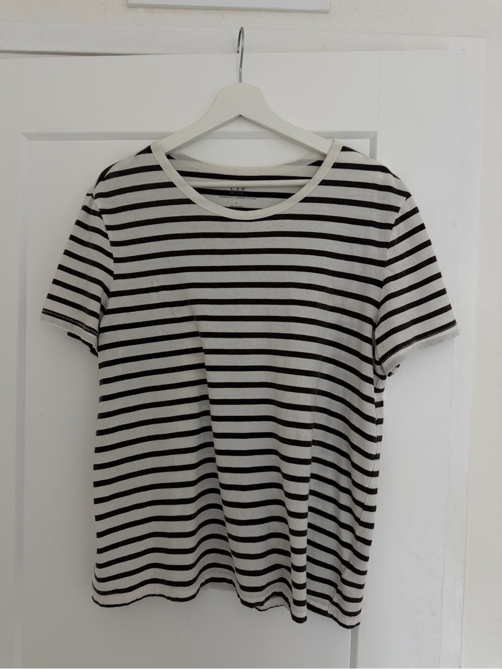 GAP Black and White Striped Short-Sleeve Tee